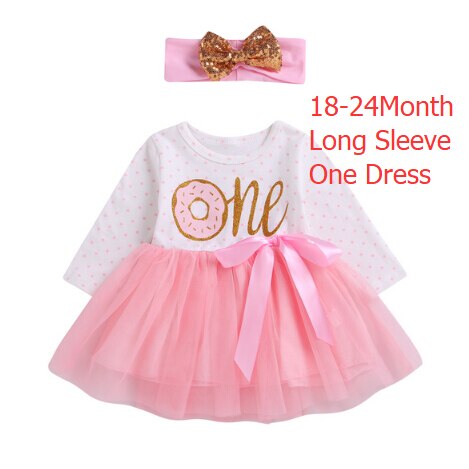 Citgeett 1st/2nd/3rd Geburtstag Baby Mädchen Donut Polka Dot Tüll Tutu Prinzessin Party Kleid Geburtstag 2 stücke: B4 One Longsleeve