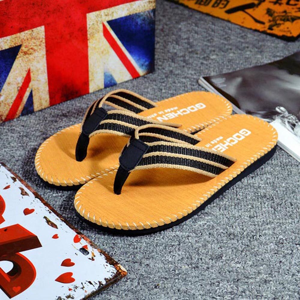 Mænd sommer stribe flip flops sko sandaler mandlige hjemmesko flip-flops hjemme afslappede hjemmesko herre sko chaussures femme  fn60