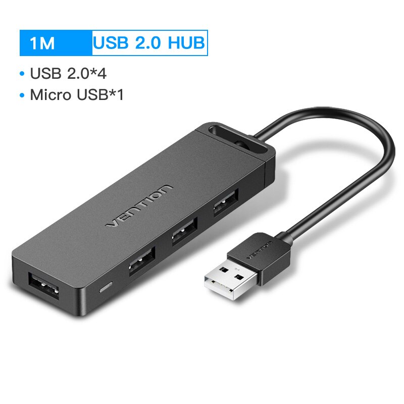 Drag Usb Hub Usb 2.0 4 Poorten Draagbare Otg Hub 480Mbps Usb Splitter Met Micro Usb Power Voor Apple macbook Laptop Usb 2.0 Hub: Upgraded-1M