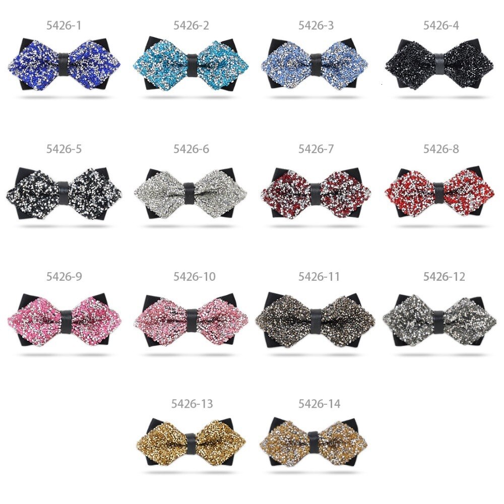 PYJTRL Luxury Diamond Bow Tie Glitter Crystal Rhinestone Men Tuxedo Bow Tie Triangle Adjustable for Wedding Party