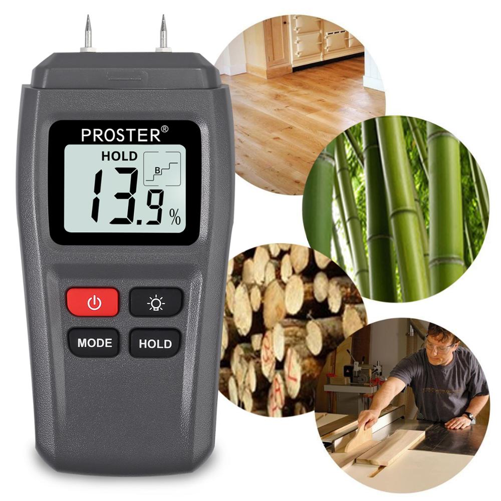 PROSTER Digital Wood Moisture Meter Backlight LCD Damp Tester Dampness Meter for Wood Firewood Walls Paper Floor