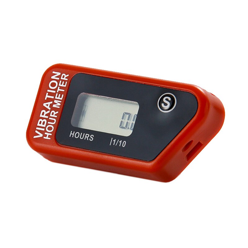 Oransje digital trådløs vibrasjon timeteller nullstillbar måler til motorsykkel atv skitt sykkel gressklipper maskin utstyr 016b: Rød