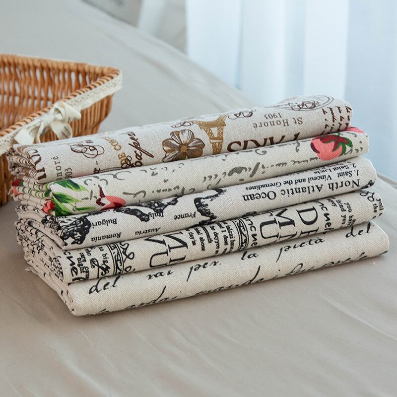 Tissu en lin épais pour tissu Patchwork à faire soi-même pour taie d'oreiller à coudre caractères anglais TJ0346