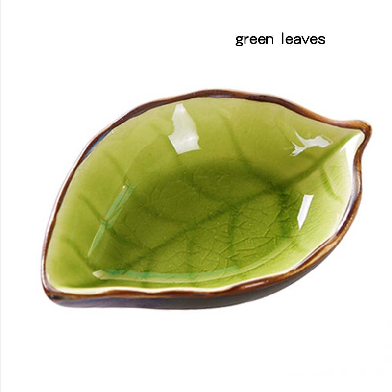 Keukengerei Snack Kleine Plaat Voor Voedsel Keramische Kant Dishe Servies Fruitschaal Saus Dishe Serveren Cartoon Tafel Decoratie: green leaves