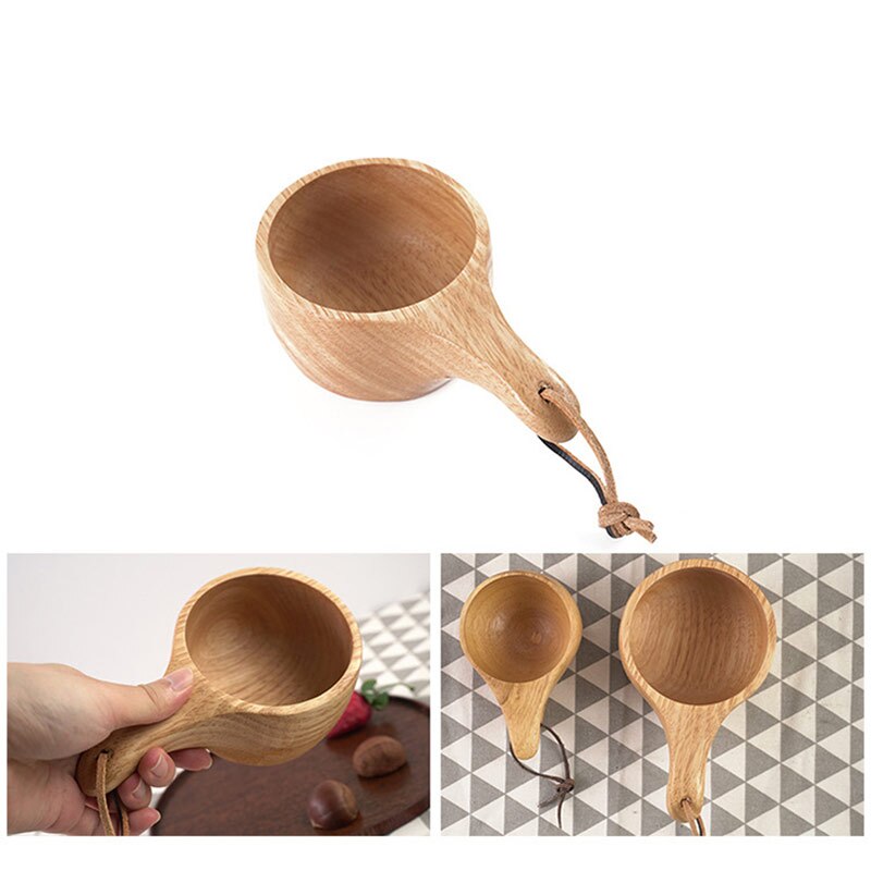 Visuelle berühren Gerade Griff Tasse Kuksa Finnland Becher Tragbare Gummi Holz Tasse Handccrafted Tee Milch Kaffee Bahre Becher Europäischen Stil