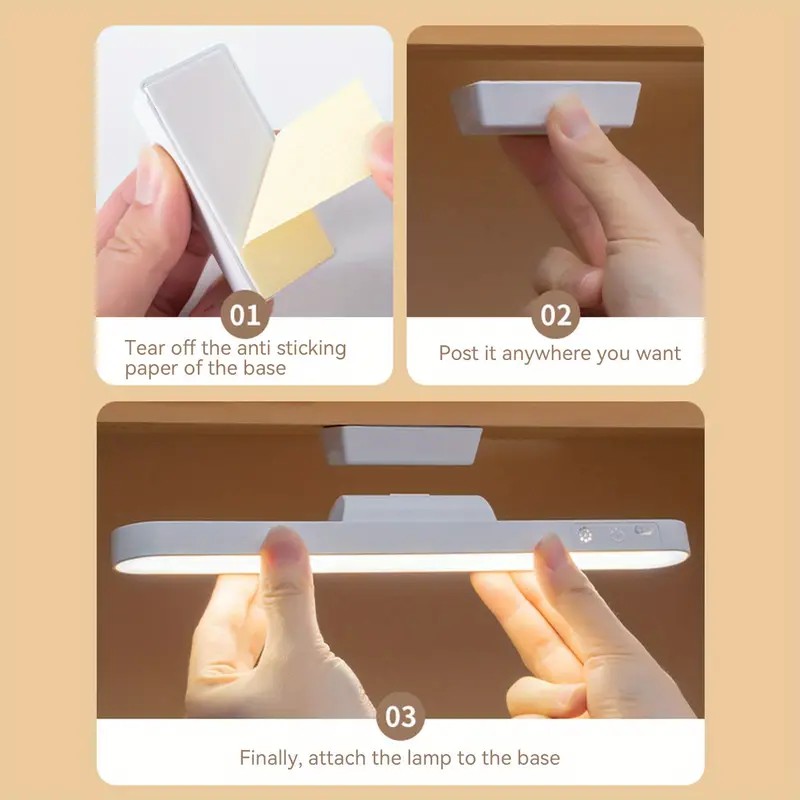 Lampada da scrivania con interruttore di lettura remoto per protezione degli occhi magnetica a portato Lampada da apprendimento per studenti ricaricabile tramite USB con regolazione continua a tre velocità