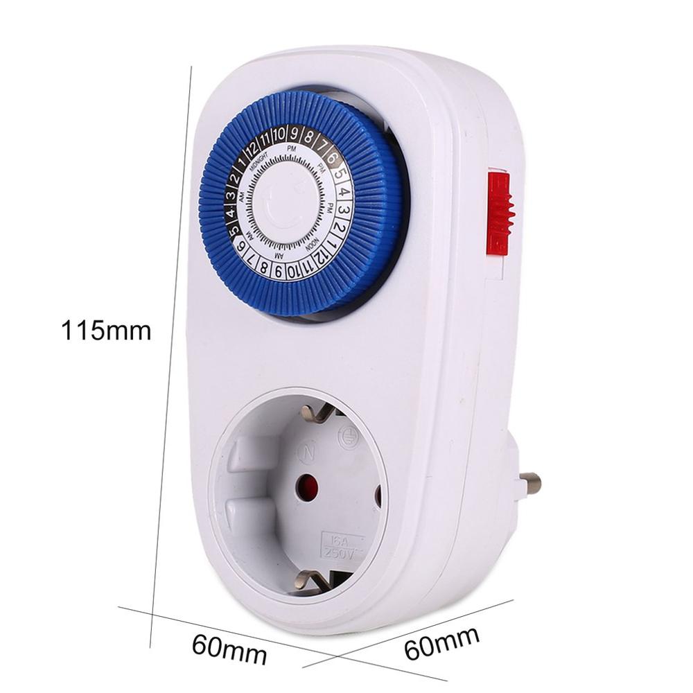 24 Hours Plug in Mechanical Grounded Programmable Timer Switch Smart Countdown Switch Socket Indoor Power off