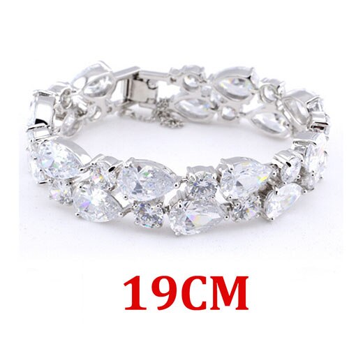 LUOTEEMI Lujo Champagne Oro de Color Claro AAA + Cubic Zirconia Pulsera y Brazaletes para Las Mujeres Elegantes Al Por Mayor Fábrica: Rhodium 19CM