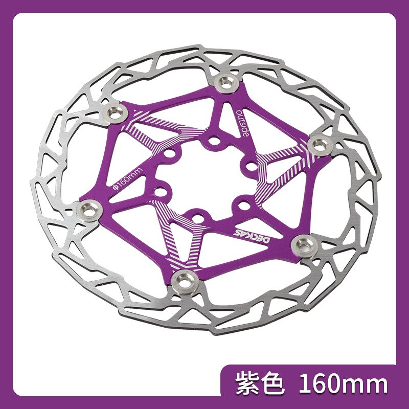 DECKAS MTB Mountain Bike Brake Disc Float Floating Pads 160mm Ultralight Brake Float Cycling Brake Disc Hydraulic 6 Bolt Rotors: 160MM Purple