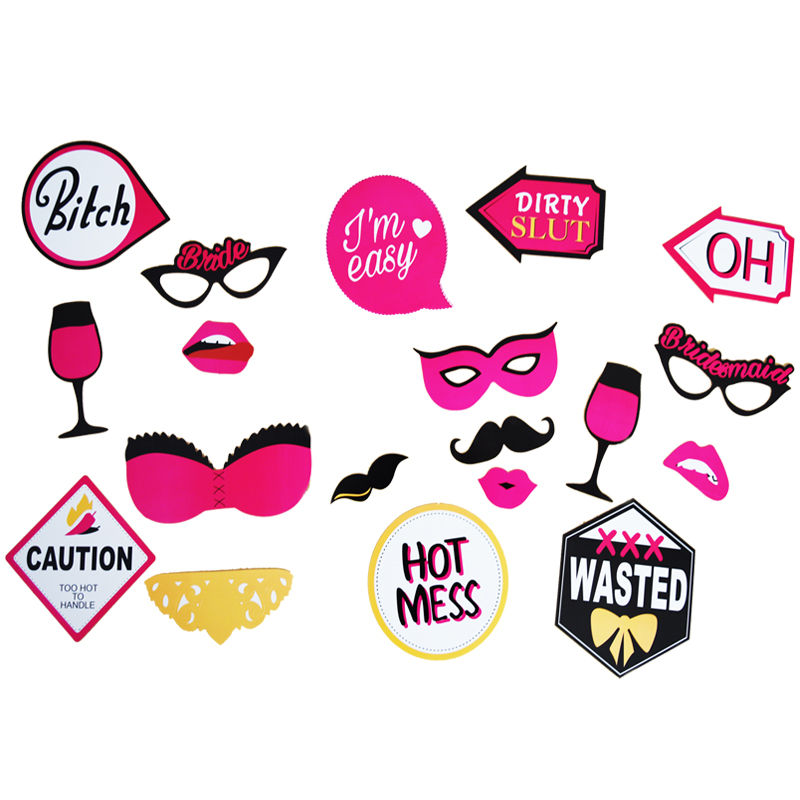 Wedding Photo Booth Props Bride To Be Funny Photobooth Props Wedding Photo Decor Just Married Photo Frame Baby shower Decor: 19pcs