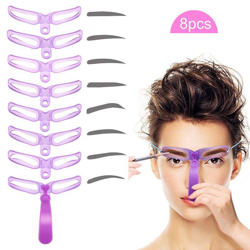 8pcs/set 8 In1 Eyebrow Stencil Eyebrow Shaping Template Eye Brow Class Drawing Guide Eyebrow Card Template Helper Makeup Tools