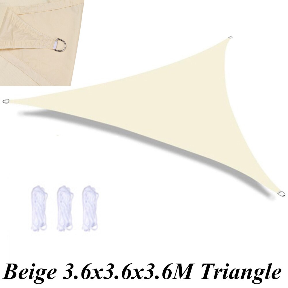 Vanntett anti-uv solskjerm seil kalesje seil markiser ly slitesterk trekant rektangel firkant med tau 2/3/3.6/4m for hage: Beige 3.6 x 3.6 x 3.6m