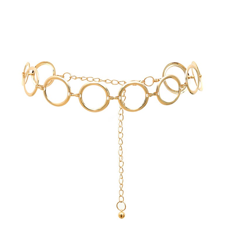 Guld stor cirkel bæltekæde til kvinder luksus all-match legering talje hofte kæde til fest smykker jean kjole linning  z30: Default Title