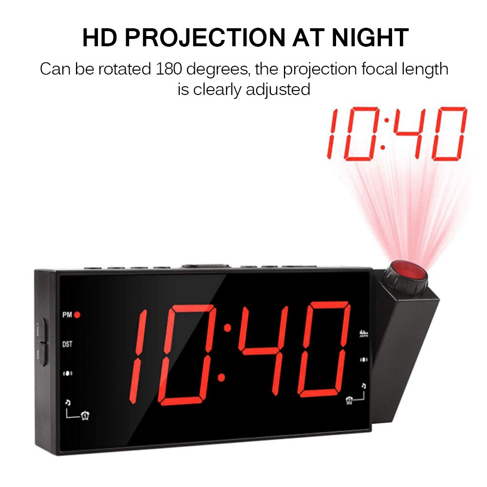Digital Wecker Projektion Uhr Mit Zeit LCD Anzeige Und Temperatur Projektion Doppel Alarm FM2 Radio