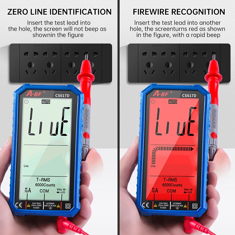 A-BF Digital Multimeter Test Leads Auto Range Big Screen AC/DC Voltage Current True RMS Meter Resistance Frequency