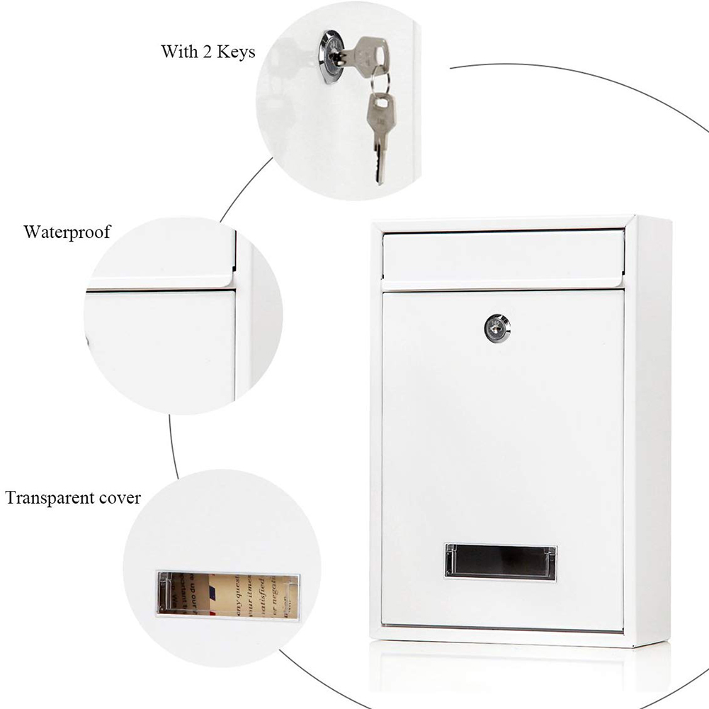 Outdoor Lockable Wall Mounted Hanging Iron Post Letter Box Mailbox with Key Password Mailbox Outdoor Letterbox Garden Wall Box