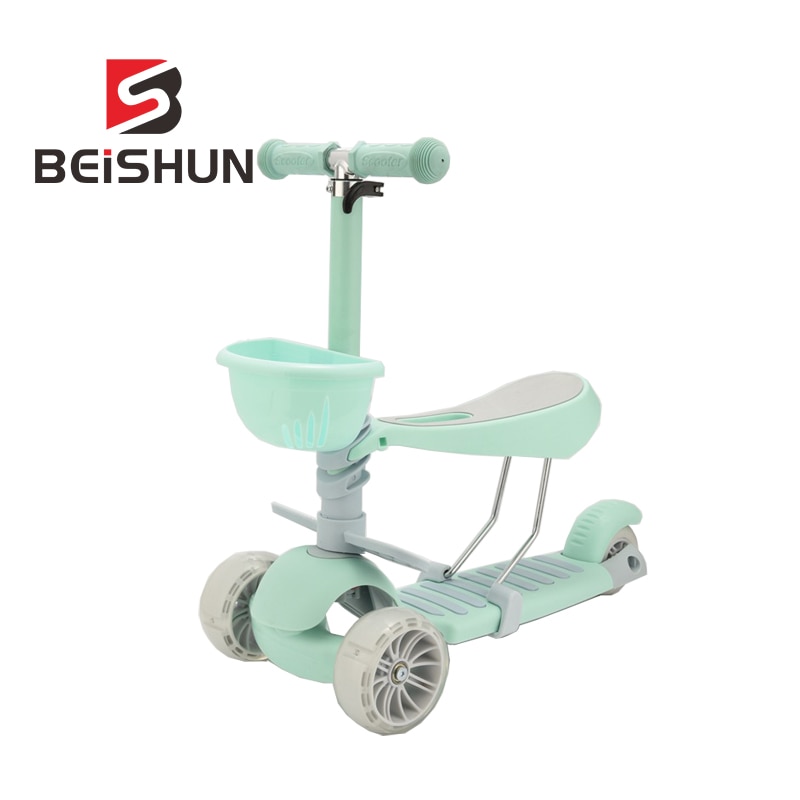 Trottinette 5 en 1 Flash, Trolley de Skateboard pour enfants: Green (seat)
