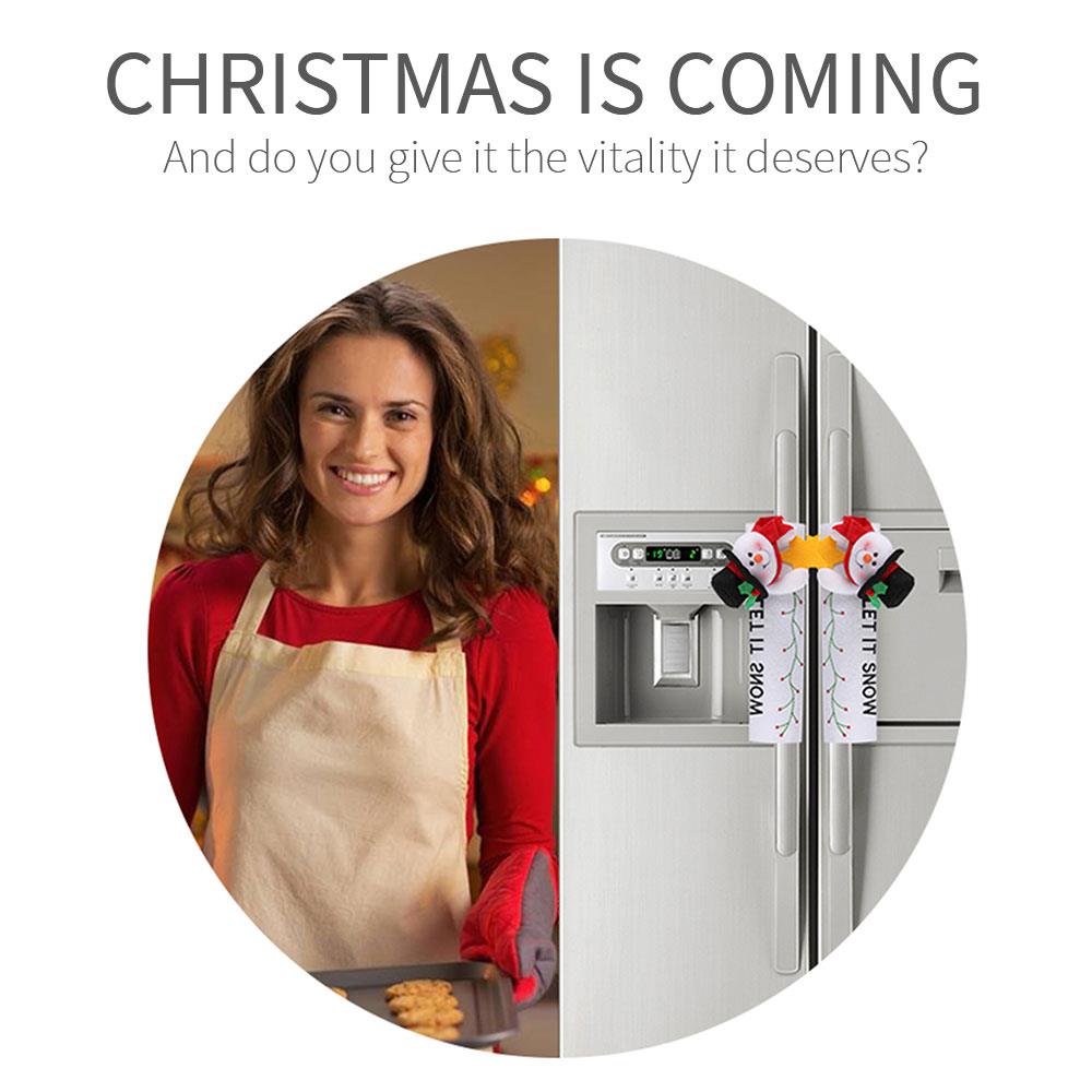 Guantes navideños para la puerta del viejo hombre para la nevera, cubierta de mango de horno, decoración navideña para la cocina, cubierta del mango del refrigerador, Besmirch