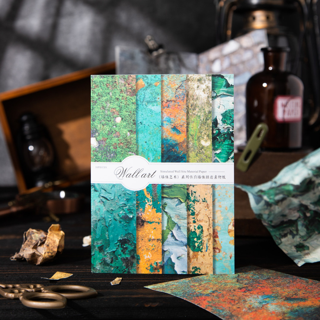 Kit de suministros de álbum de recortes Vintage, papel artesanal decorativo estético para planificadores, Collage, 30 piezas