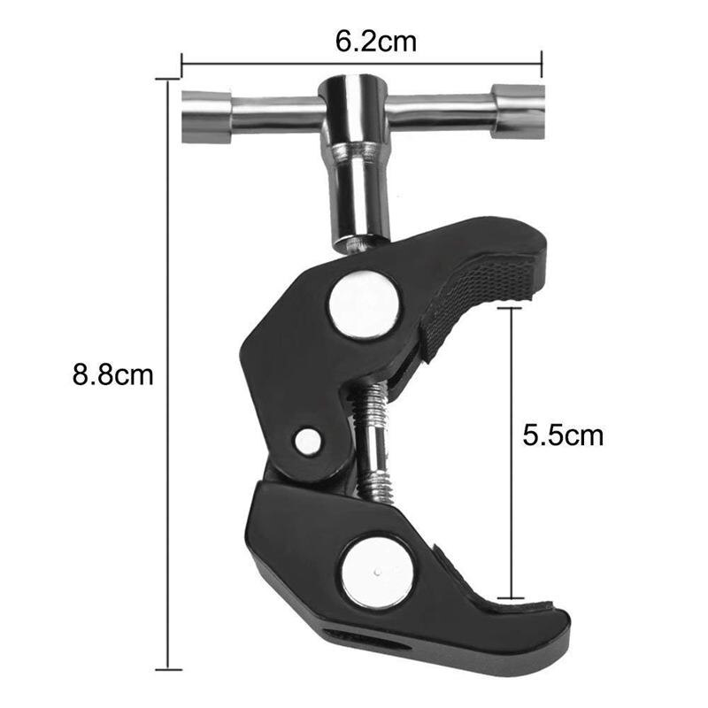 Super Clamp Crab Aluminium Tangen Clip Met 1/4inch-20 En 3/8inch-16 Statief Schroef Adapter Compatibel Voor ic Arm/Led Vid