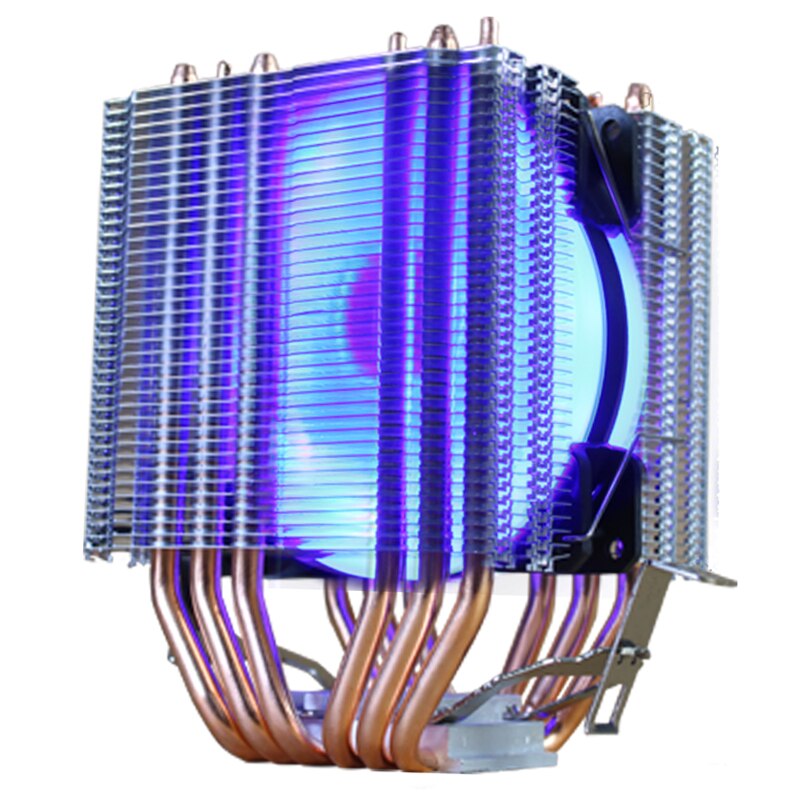 CPU Cooler 6 Heat-Pipes Dual-Tower Cooling 9cm RGB Fan LED Fan Support 3 Fans 3PIN CPU Fan For AMD And For Intel: 1 Fan LED 4pin Blue