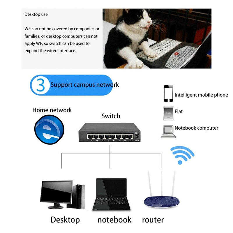 8 Port Gigabit Managed Switch Managed Ethernet Switch with 8 Port 10/100/1000M VLAN Ethernet Switch