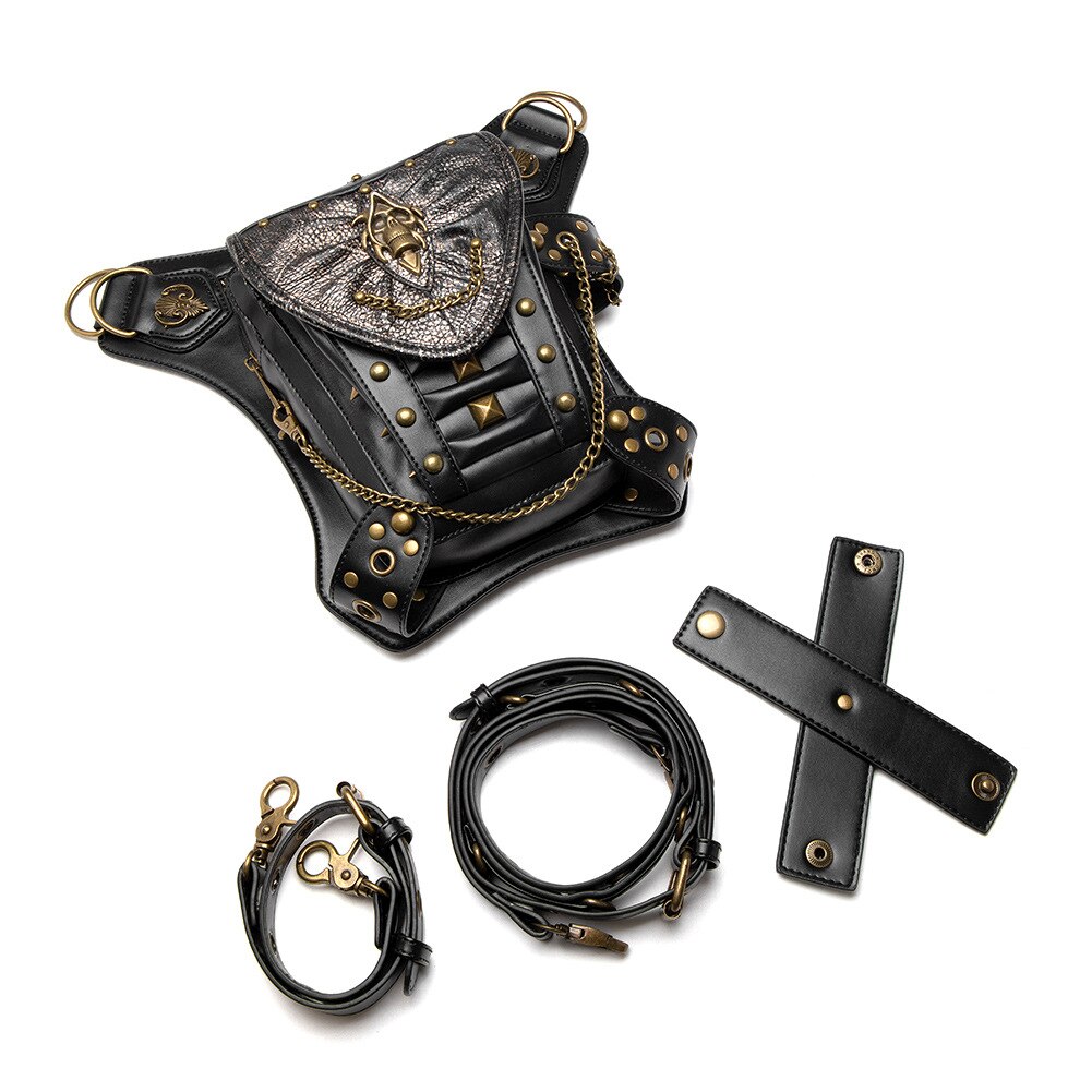 Riñonera Retro Steampunk para mujer, bolso de cuero, Punk, Rock, gótico, motorista, para Cosplay, escenario, , espectáculo, de viaje