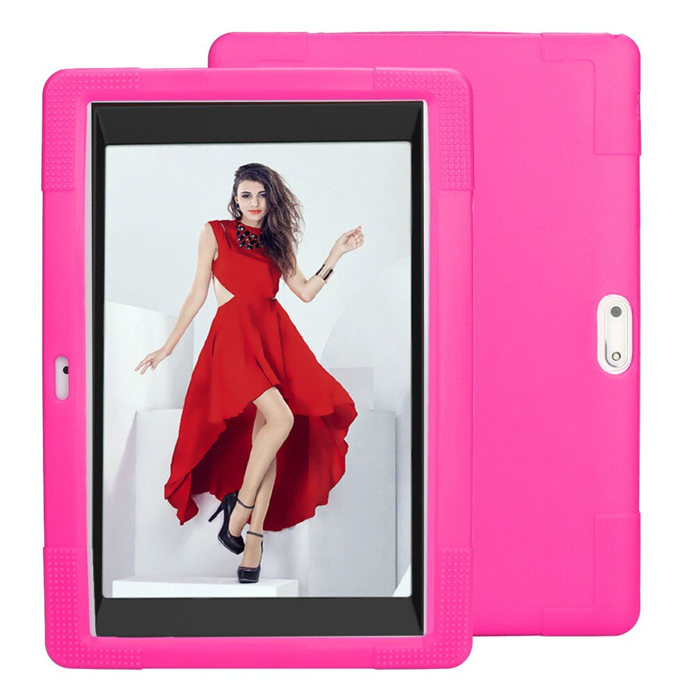 10'' 10.1'' Universal Tablet Case For 10 10.1 Inch Android Tablet PC Shockproof Case non-slip Silicone Cover Case PC Case 20J6: Hot Pink