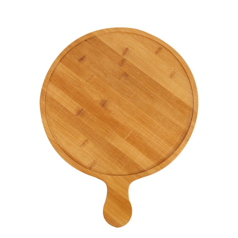 Bamboo Wooden Round Pizza Tray Cafe Dessert Pizza Tray Baking Pizza Tray: Light Yellow