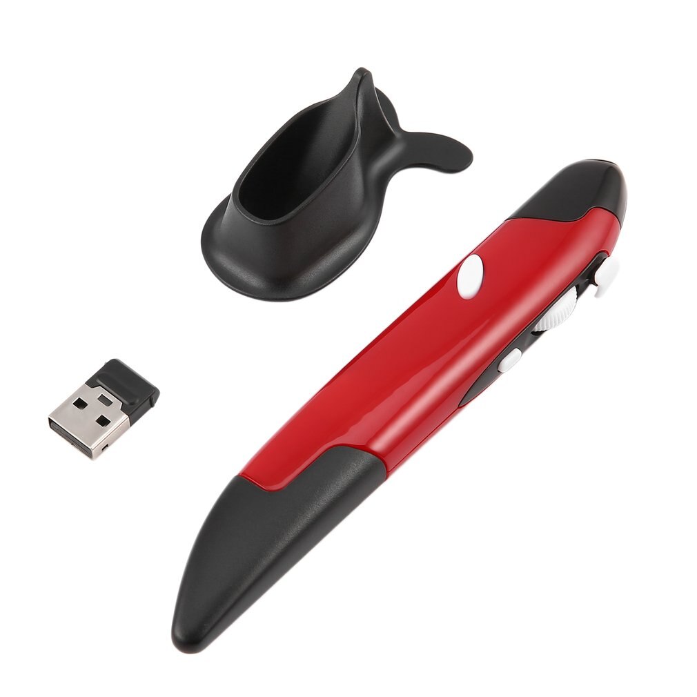 Mini 2.4GHz Wireless Optical Pen Mouse Adjustable 500/1000DPI for PC Android: red