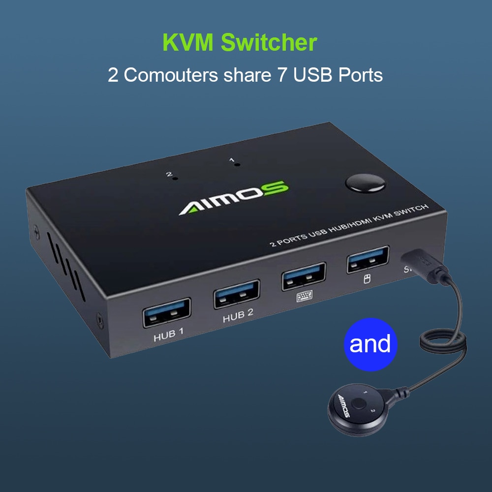 2 in 1 ut 4k usb hdmi kvm switch box för 2 pc delning tangentbord mus skrivare plug paly video display usb swltch splitter