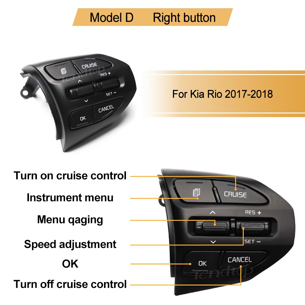 Multifunctional Steering Wheel Buttons For Kia RIO X-LINE K2 RIO 4 Cruise Control Remote Volume Bluetooth Car Switches