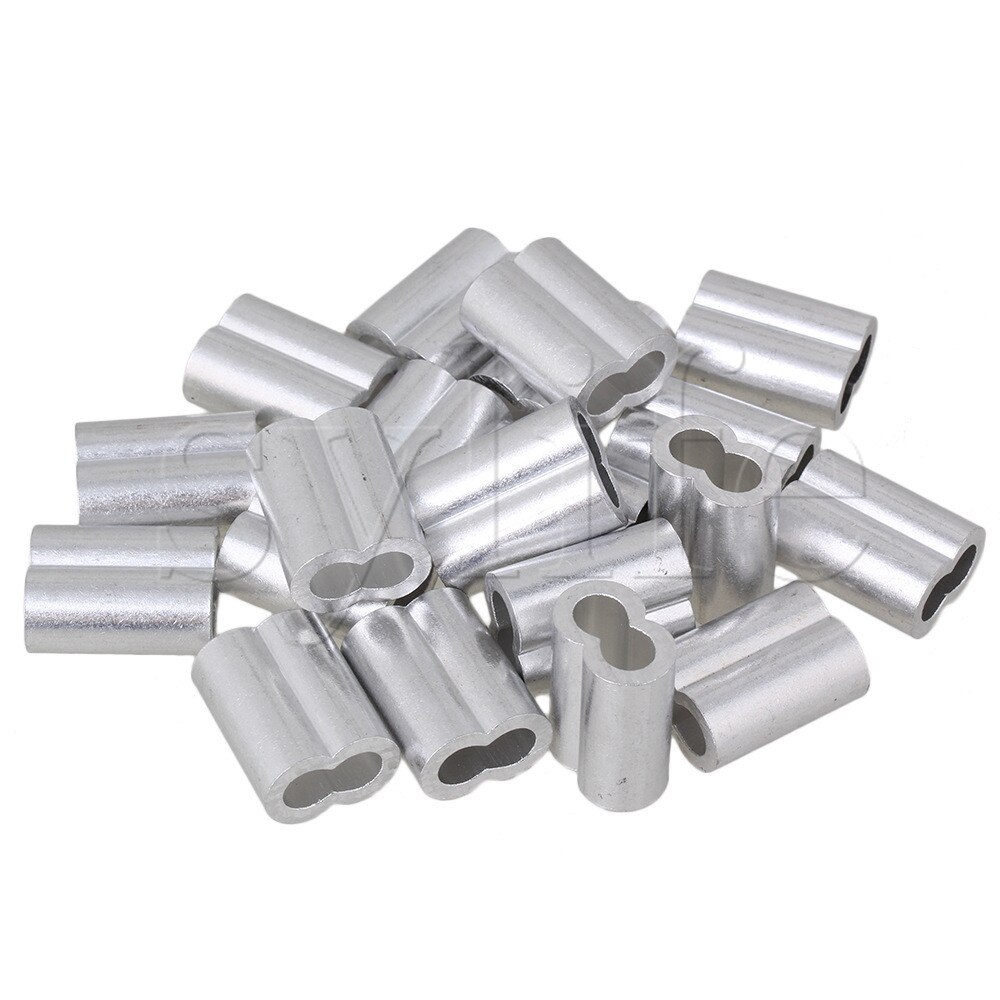 Aluninum Double Holes Crimping Loop Sleeve for Wire Rope M6 Pack of 20