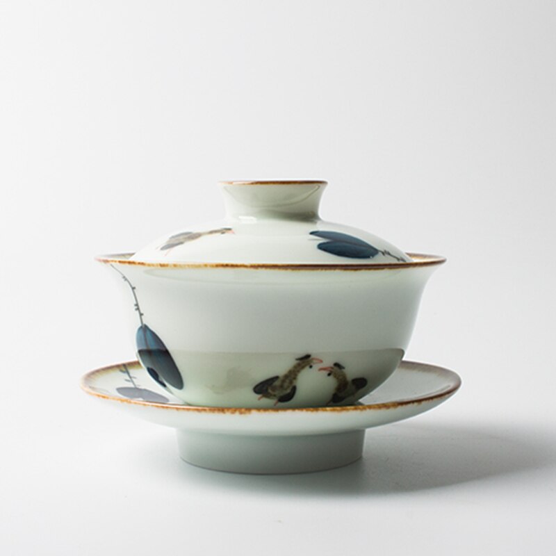 Hand Geschilderd Japanse Kippen Gaiwan Voor Thee Keramische Grappige Terrine Met Deksel Theewaar Cup Bowls Bladeren Chawan Kong Fu Thee set