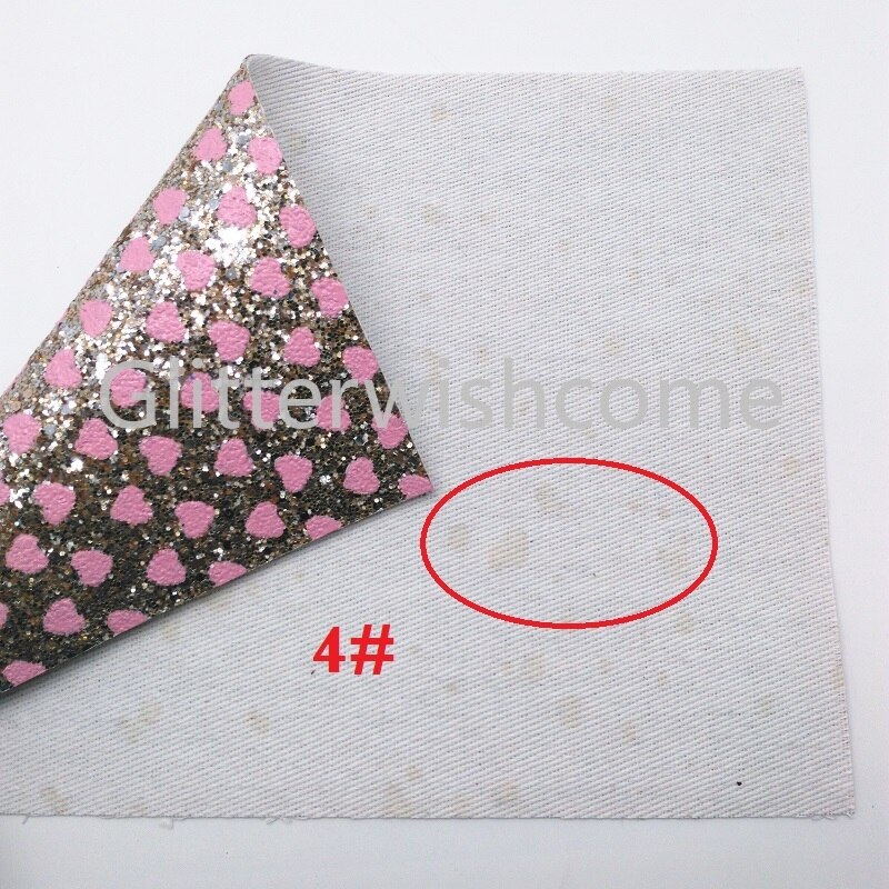 O glitterwishcome 21x29cm a4 tamanho corações imprimiu o couro grosso do brilho, vinil da tela do couro do falso para arcos, gm599b