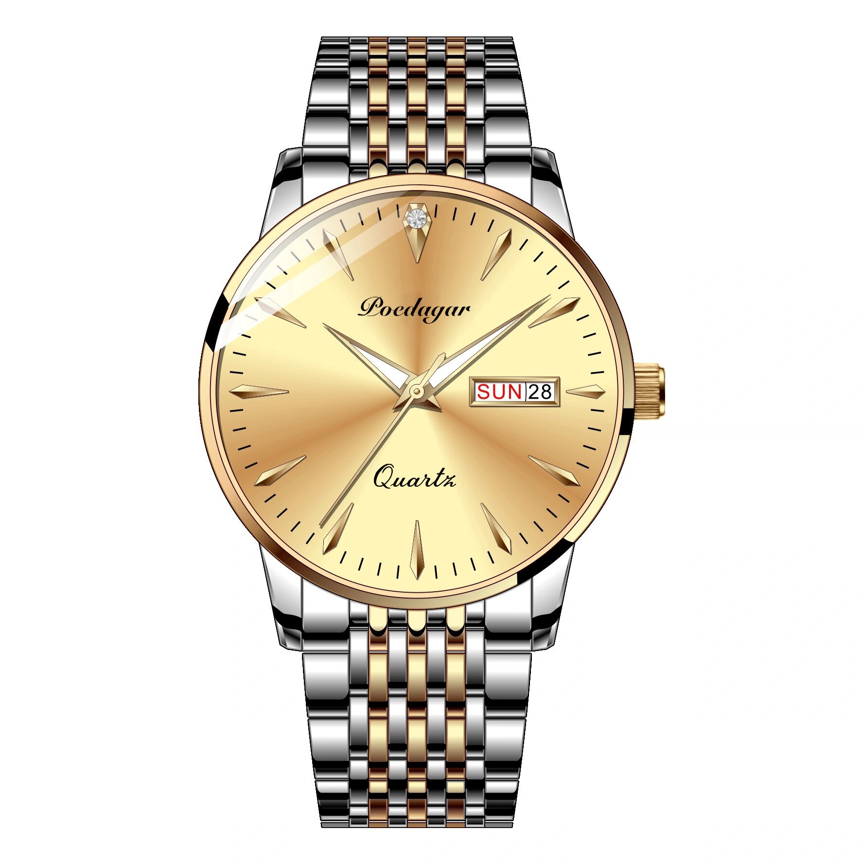 Podagar-reloj deportivo de lujo para hombre, cronógrafo de cuarzo, con fecha, resistente al agua, Masculino,: gold