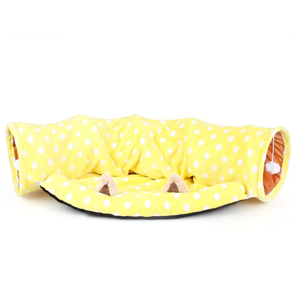 Foldable Cat Tunnel House Double Use Cat Toys Interactive Play Toy Pet Tube Collapsible Kitten Rabbit Cat Ferrets Puppy Bed: Yellow