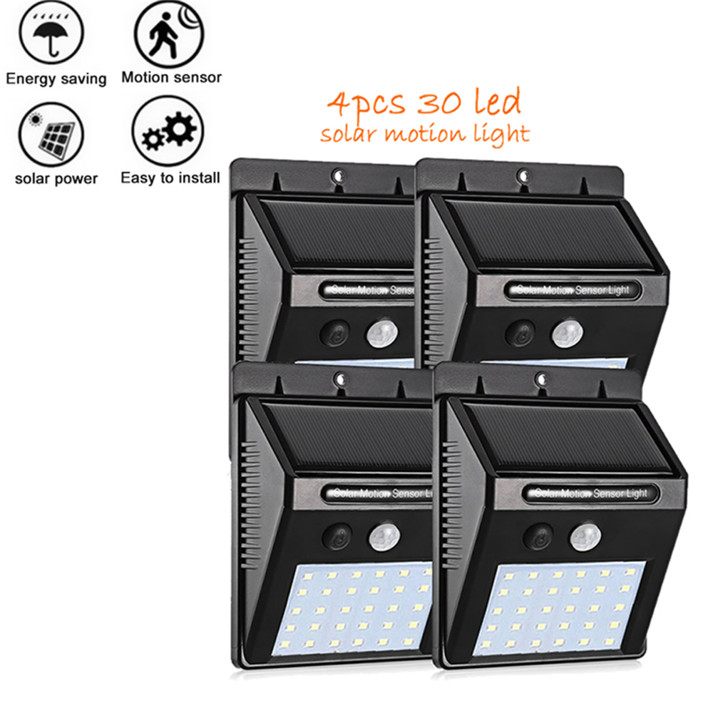 2/4PCS 30 LED Solar Motion Sensor Light Outdoor garden solar Wall Lamp Waterproof 3 Modes street-yard-stair-deck security lamps