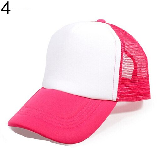 Unisex Trucker Cap Baseball Mesh Adjustable Hats: White Rose red