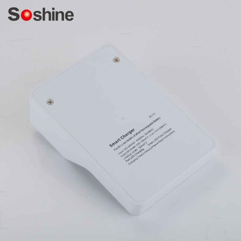Soshine SC-V1 9V White 2 Independent Channels Smart Rechargeable Battery Charger with LED Indicator for Li-ion、Ni-MH、LiFeP04