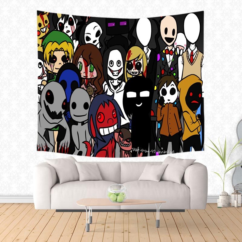 Creepypasta Family Decorative Tapestry Wall Hanging Tapestries Bedspread Table Cloth Curtain Throw Blanket Cover