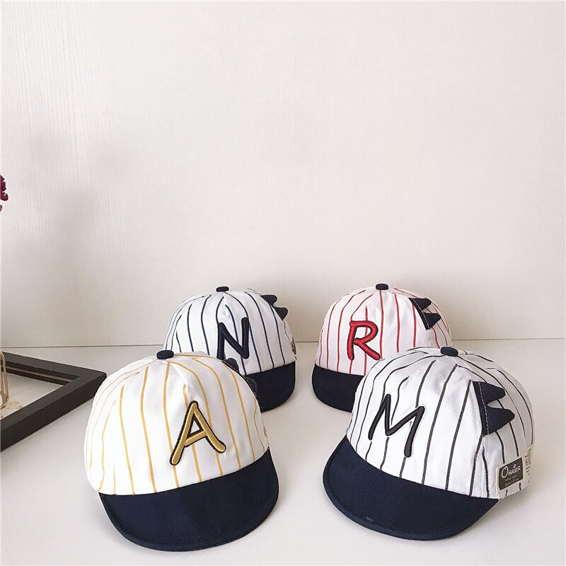 Primavera Verano gorro niño algodón carta a rayas bebé gorra de béisbol ajustable Niño sombrero bebé niño infantil playa tapa 1-2Y