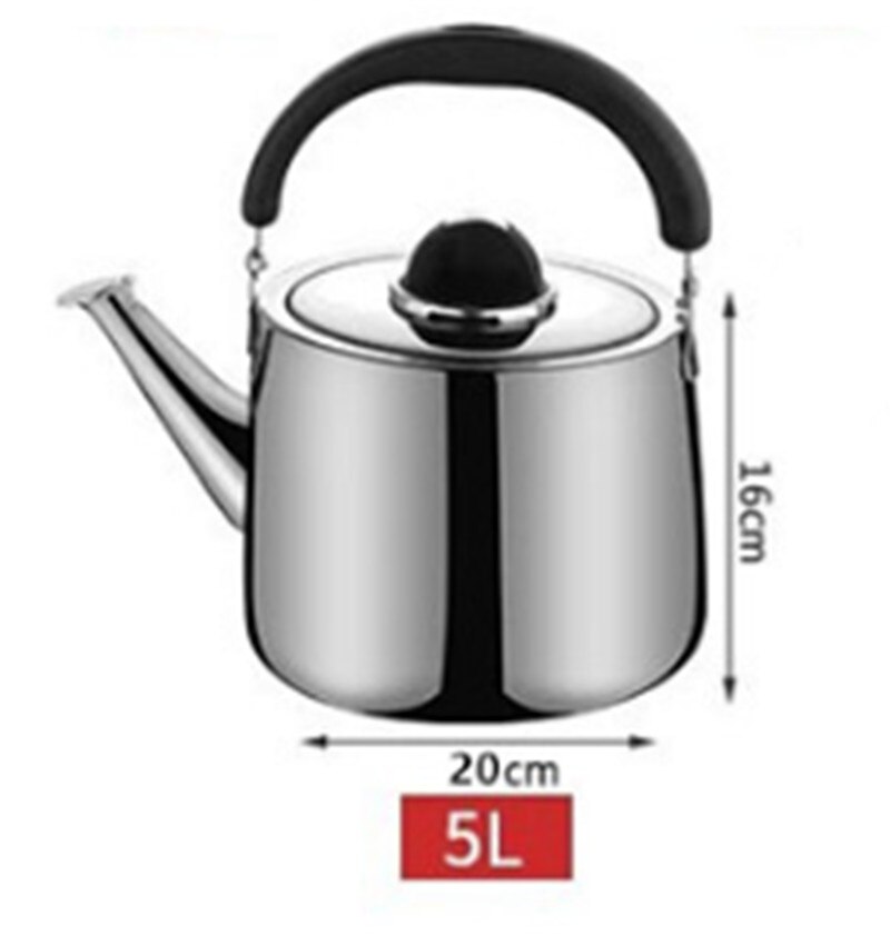 304 Rvs Geluid Ketel Gas Theepot Huishouden Keuken Verwarming Kokend Theepot Capaciteit Melk Warmwaterkruik Outdoor: 5L
