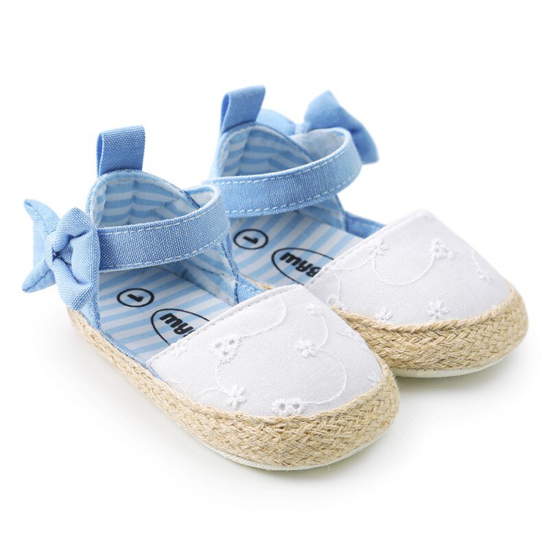 Meisje Sandalen Zomer Baby Schoenen Katoen Klassieke Geborduurde Boog Strepen Baby Meisje Schoenen Baby Sandalen Mode Casual Meisje Sandalen