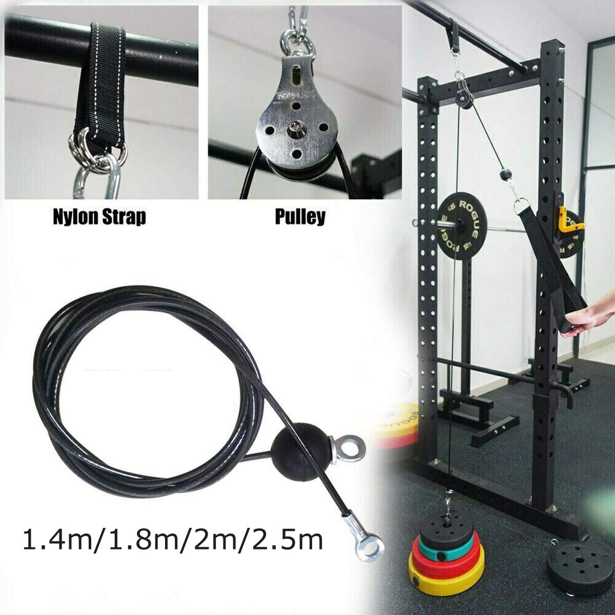100KG Fitness DIY Pulley Cable Machine Attachment System Arm Biceps Triceps Hand Strength Trainning Home Gym Workout Equipment