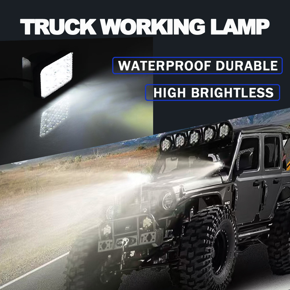 Bil ledet-lysbjelke 48w ledet-bjelker 16 barrer firkantet søkelyset offroad ledet-arbeidslys 12v 24v 27w til bil lastebil 4 x 4 4wd bil suv atv