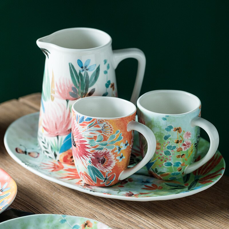Hand-painted ceramic tableware dishes discs rice bowls cold kettles water cup bowls and dishes set vase Salad dish CL102003