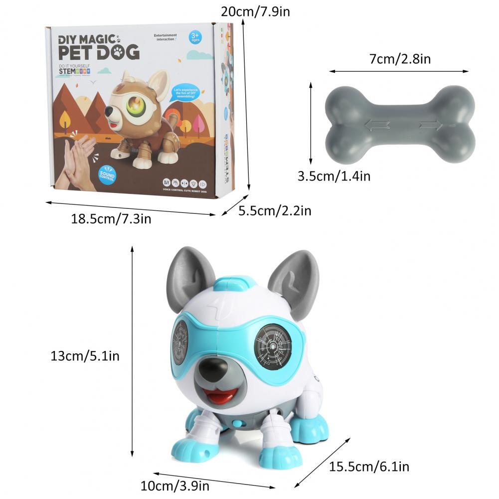STEM Toy DIY Robot Dog Remote Control Electronics Puppy Pet Interactive with RGB Light Flashing Eye for 6+ Year Old Boys Gi