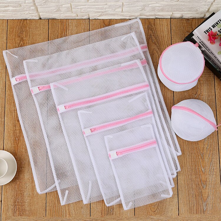 Bolsas de lavandería para lavado de ropa sucia, bolsas para lavar la colada de malla para sujetadores, calcetines, bolsa de lavado de ropa con cremallera: 7PCS As the picture