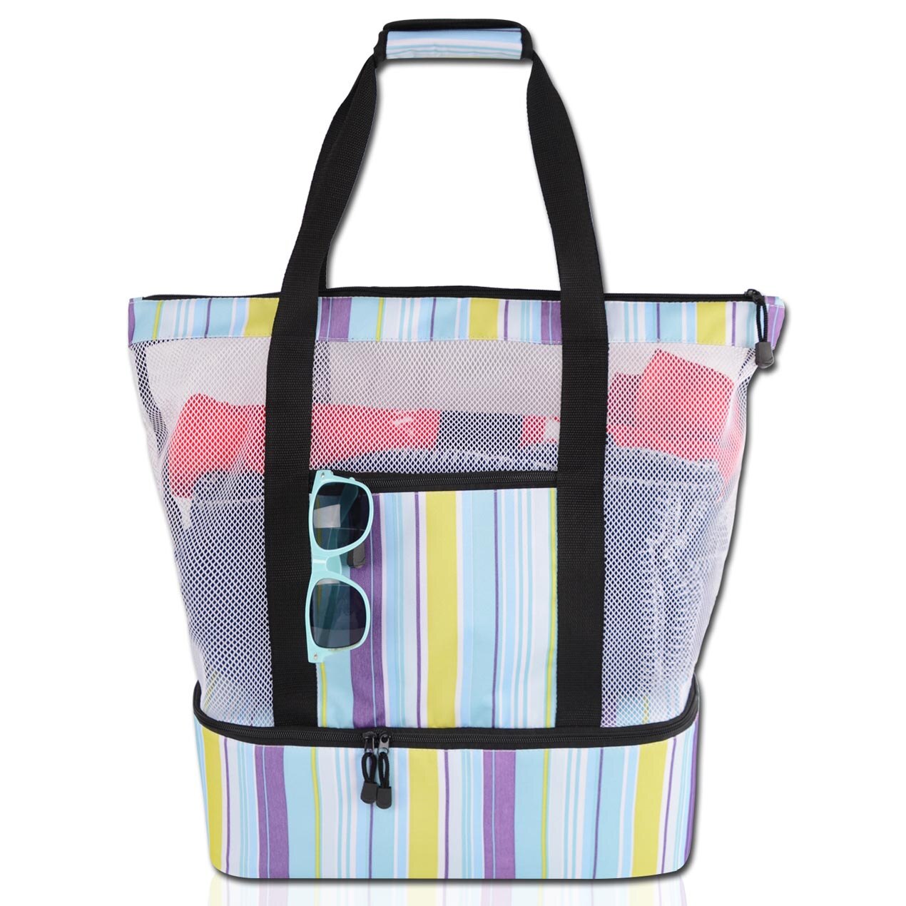 Bolsa de natación para mujer y niña, bolsa de arena para juegos de playa, bolso de hombro para entrenamiento físico, Gadget para zapatos, soporte para toalla, bolsillo: Multicolor